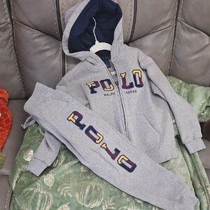 Ralph Lauren Gray Tracksuit with Colorful Logo